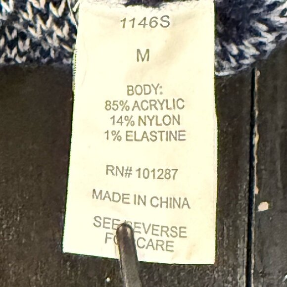 Alexia Admor Fair Isle Bulky Knit Navy Blue White Sweater Pockets Womens Medium - Picture 6 of 9